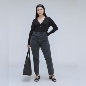 Everlane Curvy 90s Cheeky Washed Black Jean 28 Crop